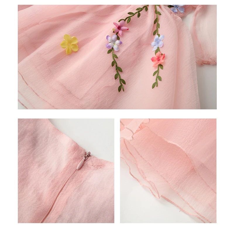 3 - 14 yrs baby girls summer princess tulle 3d flower fairy dress Kids fancy party beauty Cosplay costume ball gown | Детская одежда и