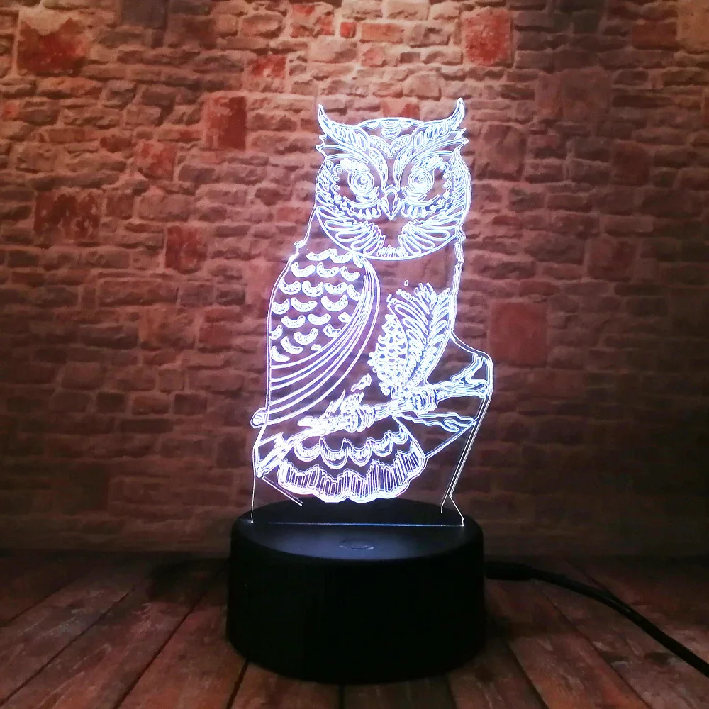 

New 3D Owl LED Optical illusion Bulbing Table Lamp Night Light Home Bedroom Decor for Child Kids Baby Sleeping Xmas Festival