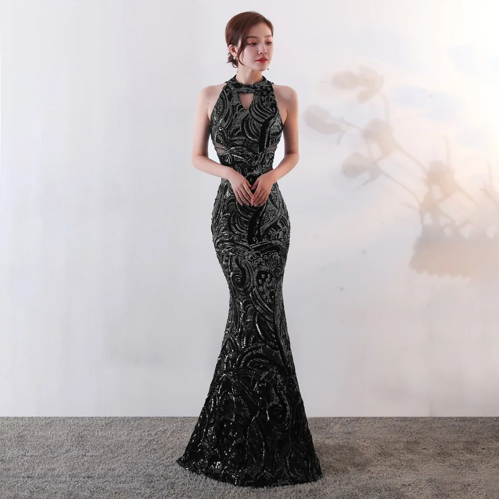 Новое Золотое вечернее платье русалка с блестками элегантное торжественное без