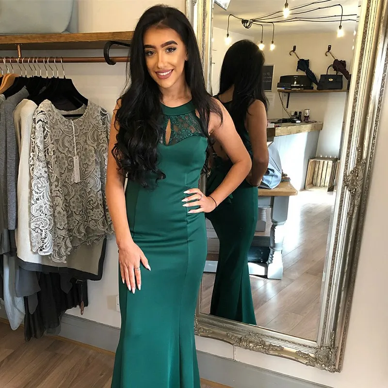 Robe de soiree Русалка темно зеленое вечернее платье Замочная скважина сзади