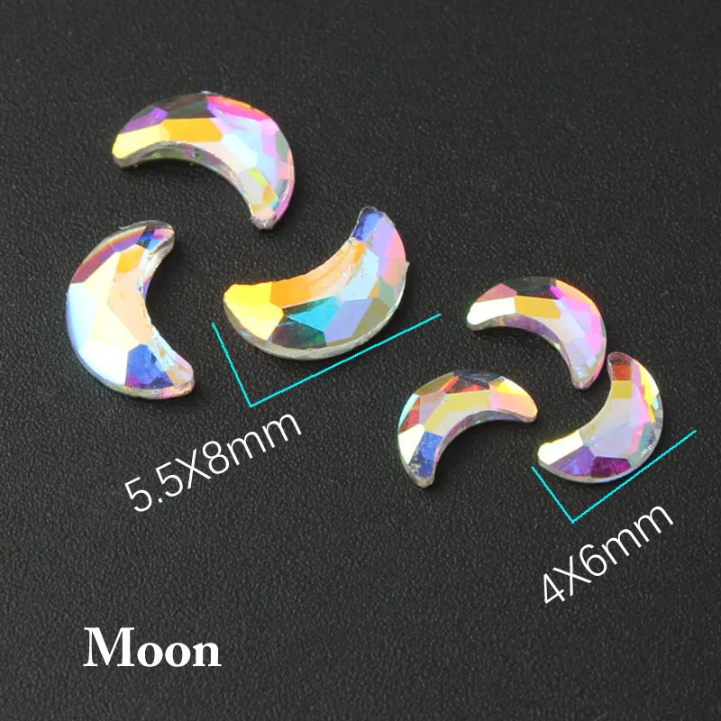 Moon 4X6mm Лучшие продажи кристалл AB 3D дизайн ногтей Стразы необычной формы кристаллы и камни для DIY художественное оформление ногтей - Цвет: Moon 4X6mm