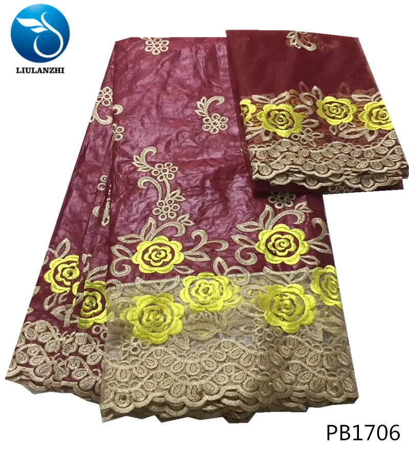 LIULANZHI bazin riche getzner ткань батик хлопок жаккард tissu brode с сеткой кружева и бисером 5 + 2