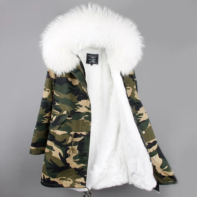 color 8 Мех любовь женщин Army Green Большой изделие из меха енота куртка с капюшоном парки верхняя одежда длинные съемной подкладкой зимняя куртка фирменный стиль - Цвет: color 8