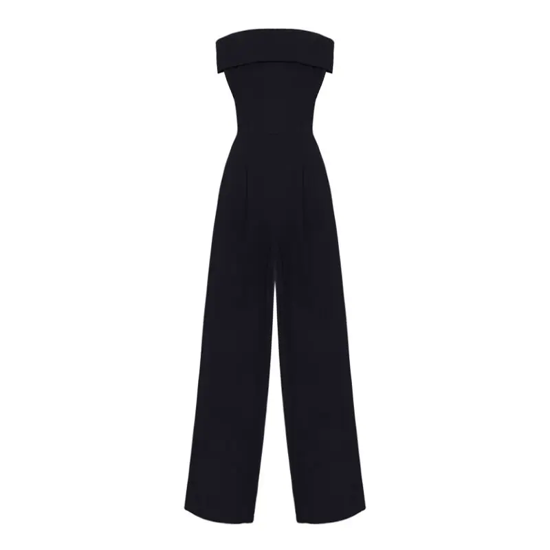Женские Подиумные широкие комбинезоны 2019 Модные Элегантные без бретелек длинный