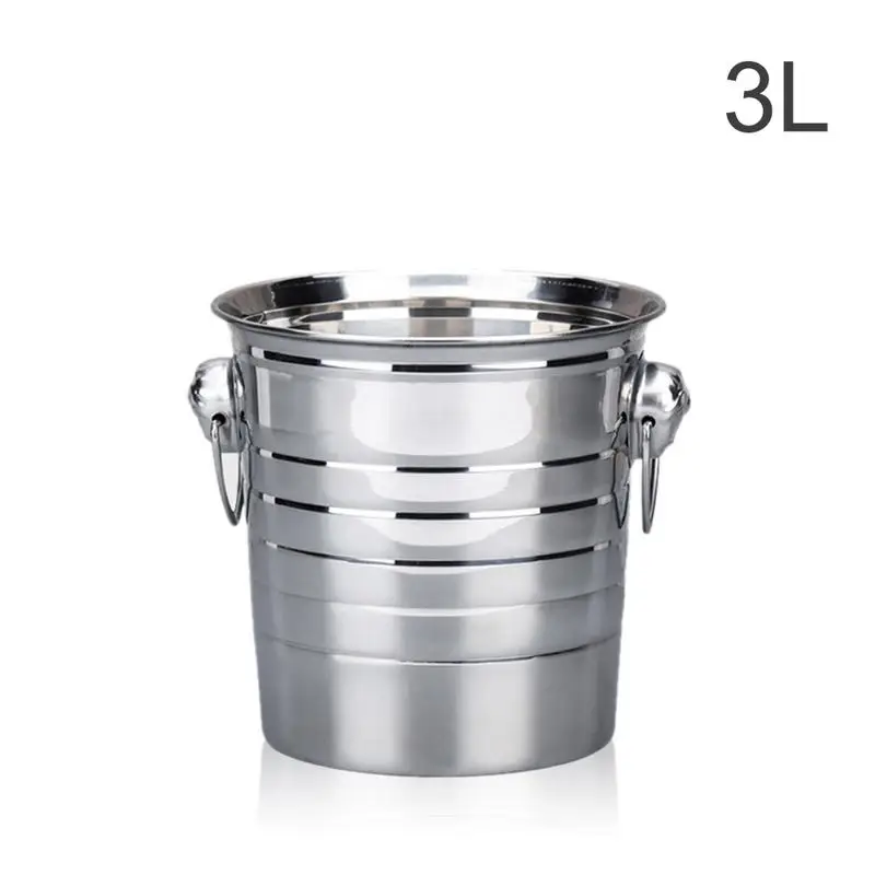 3L 3L/5L/7L Высокое качество нержавеющая сталь ведро льда толстый держатель льда контейнер для бара вечерние бочки шампанского вина серебро - Цвет: 3L