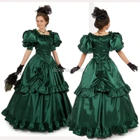 new arrivalretro green satin vintage costumes victorian dresses civil war gown historical dresses retro regency dress hl 112