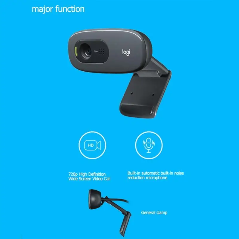 Широкоформатная веб-камера logitech C270/C270i, 720p HD 1280*960, встроенный микрофон, гибкая веб-камера, веб-камера для дома, офиса, Skype