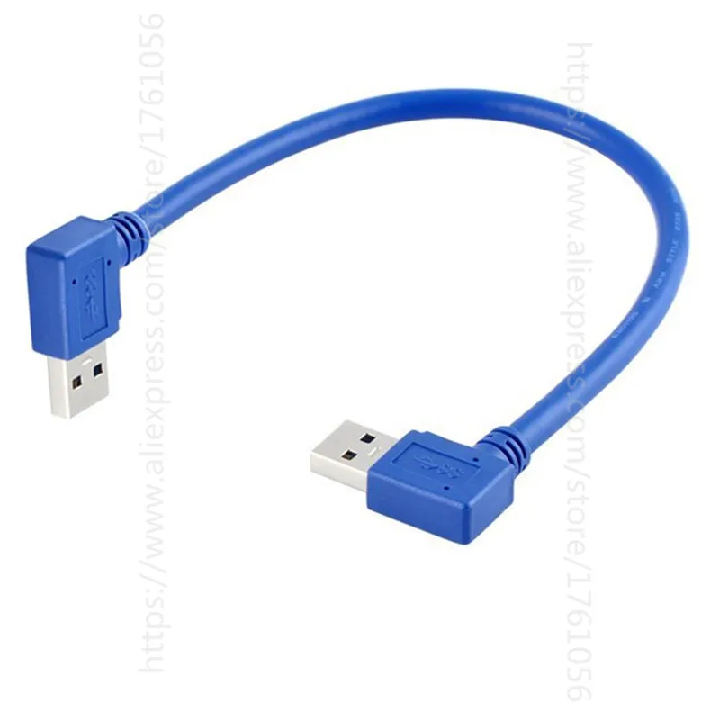 Удлинительный кабель 30 см USB 3 0 тип A штекер-штекер 90 градусов правый угол двойной
