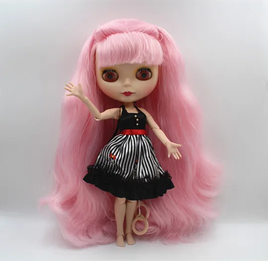 Кукла Blygirl Blyth розовая челка с закрытыми глазами матовое лицо телесная кукла 30 см
