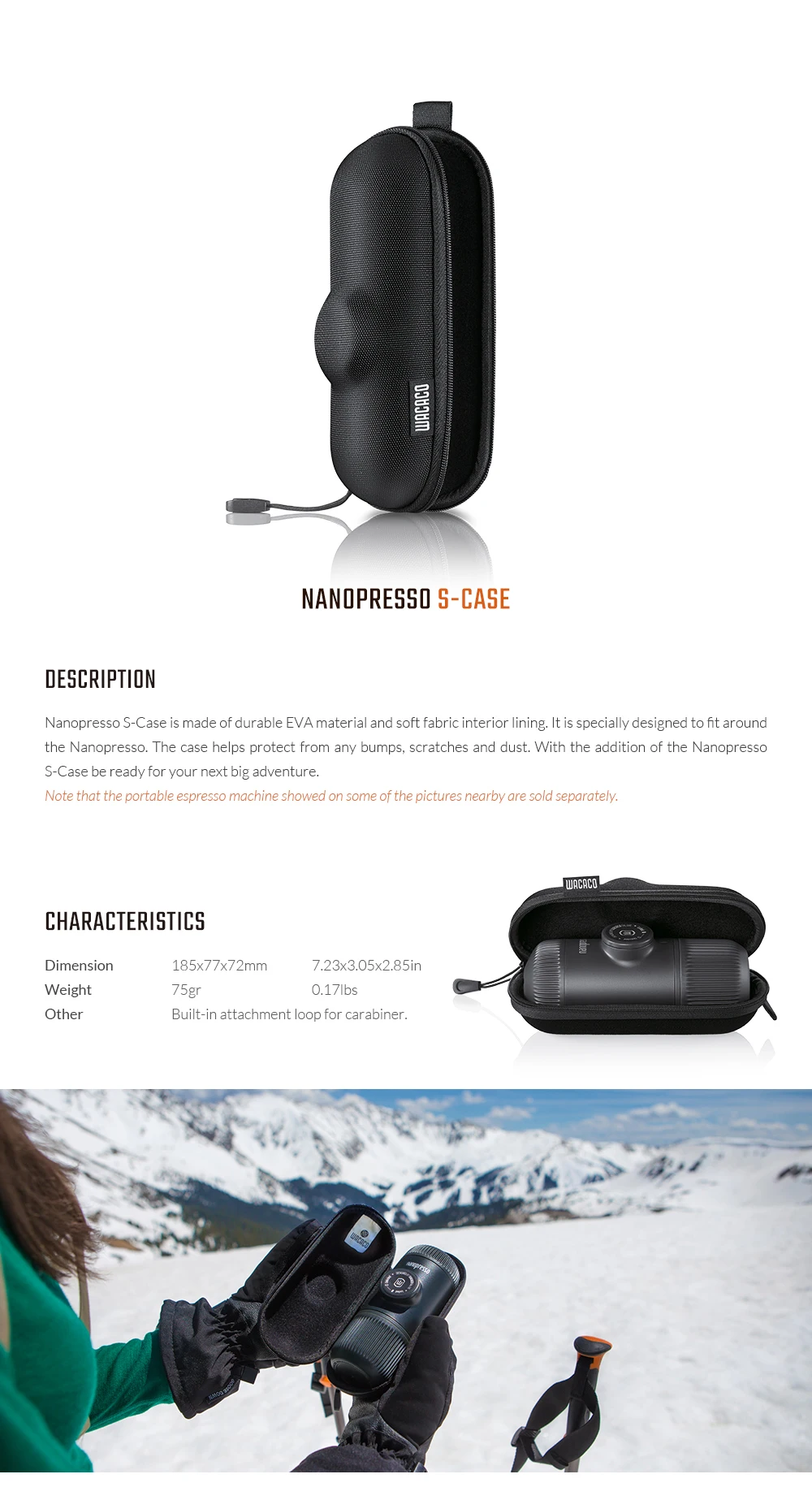 Wacaco Nanopresso CASE-S, Аксессуар ТОЛЬКО для портативной Эспрессо-машины Nanopresso