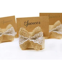 100pcs linen lace bow place card holder wedding decoration gift centerpieces decoracao casamento table number holder za5368