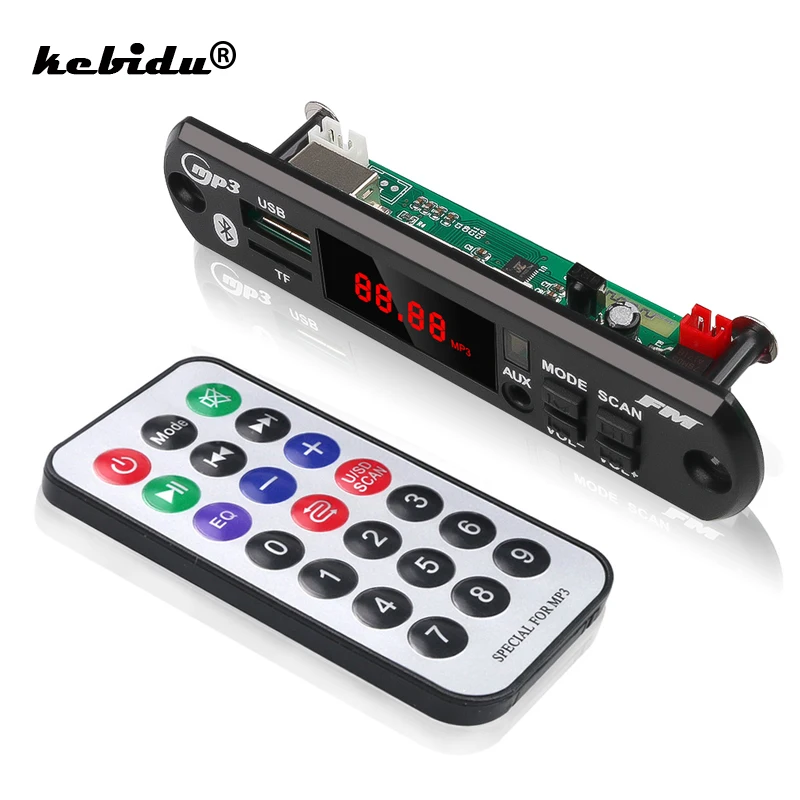Kebidu беспроводной Bluetooth 12 в MP3 WMA декодер с цветным экраном плата аудио модуль USB TF FM