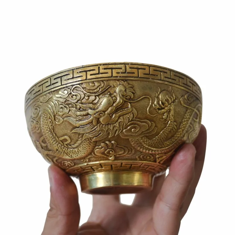 12*7cm A copper bowl leap dragon special offer ornaments lucky enrichment handicrafts