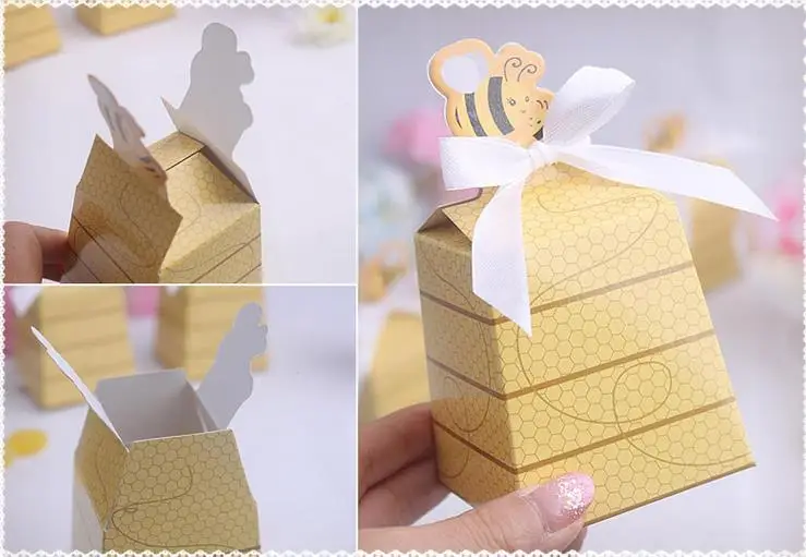 1000pcs Sweet As Can Bee Mom &amp Baby Beehive Shower Favor Box Gift Boxes Yellow Candy | Дом и сад