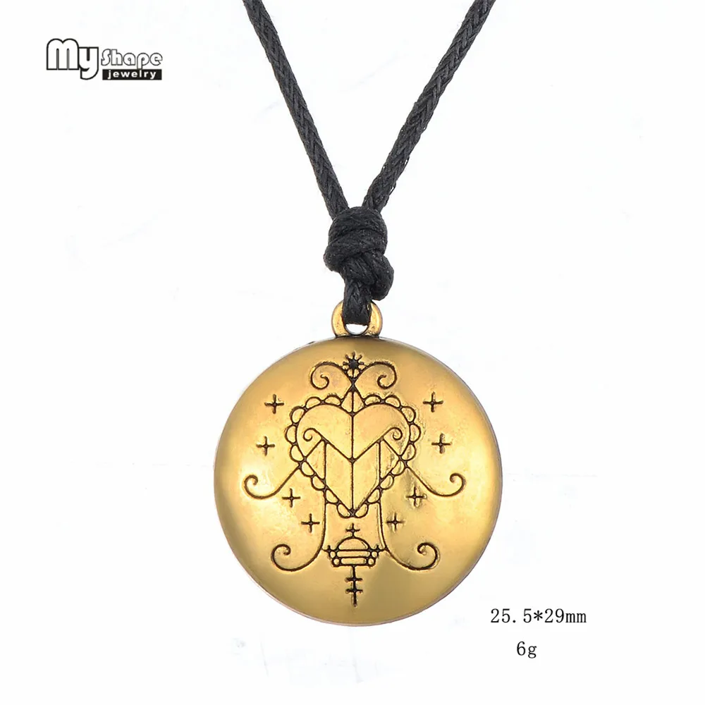 My shape Ezili Freda Voodoo Loa Veve кулон ручной штампованный Vodoun Lwa Love Talisman ожерелье с Hoodoo ожерелье с амулетом