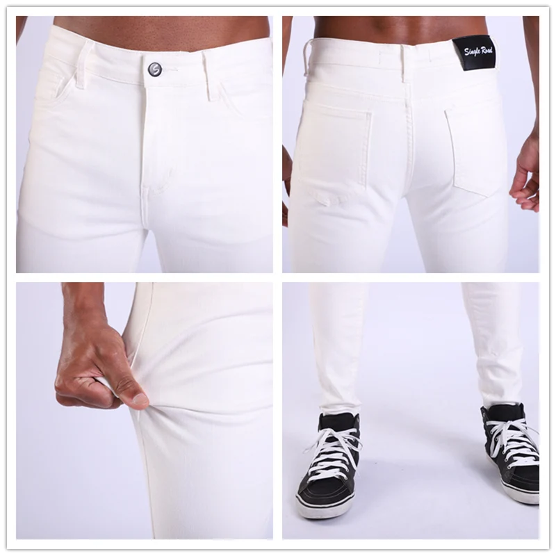 Джинсы Single Road мужские зауженные штаны из денима стрейч брюки Slim Fit байкерские
