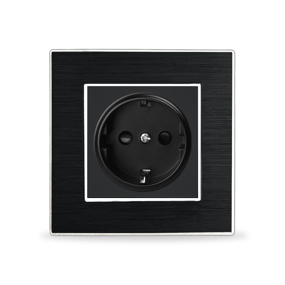 ЕС 2 Pin Пособия по немецкому языку разъем Wallpad Роскошные атласные металла Панель ЕС 16A Электрический настенный Мощность розетка электрические розетки для дома Schuko