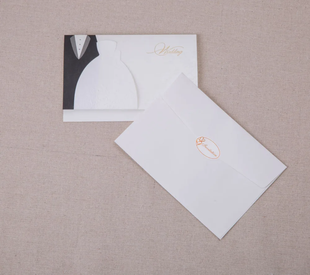 100 шт лазерная резка свадебные приглашения карты пустой черный и белый жених