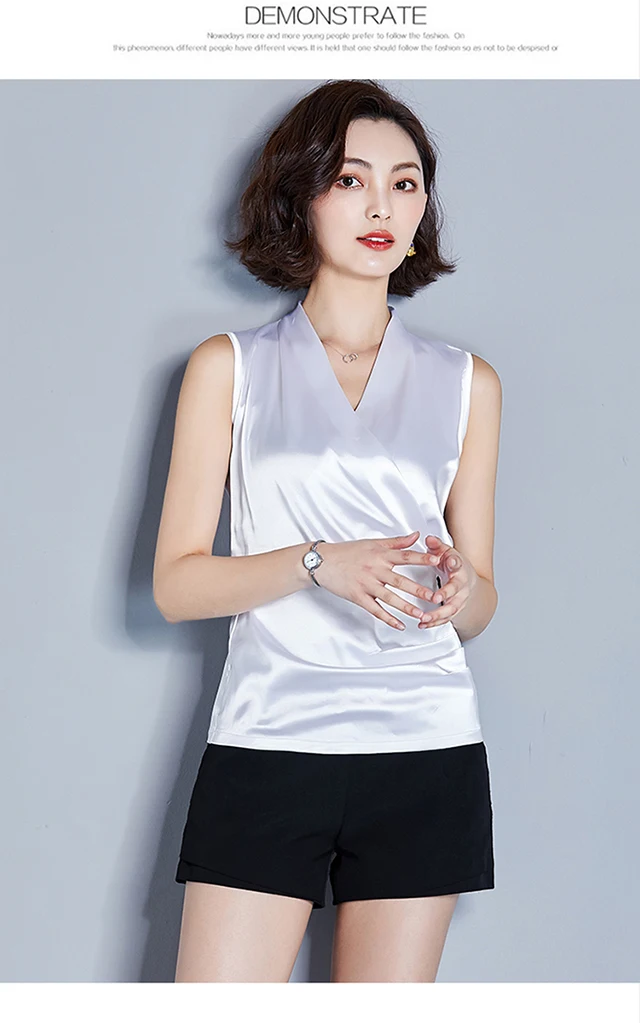 Dingaozlz летняя футболка для женщин blusa новая однотонная Повседневная рубашка с v-образным вырезом без рукавов Женские топы
