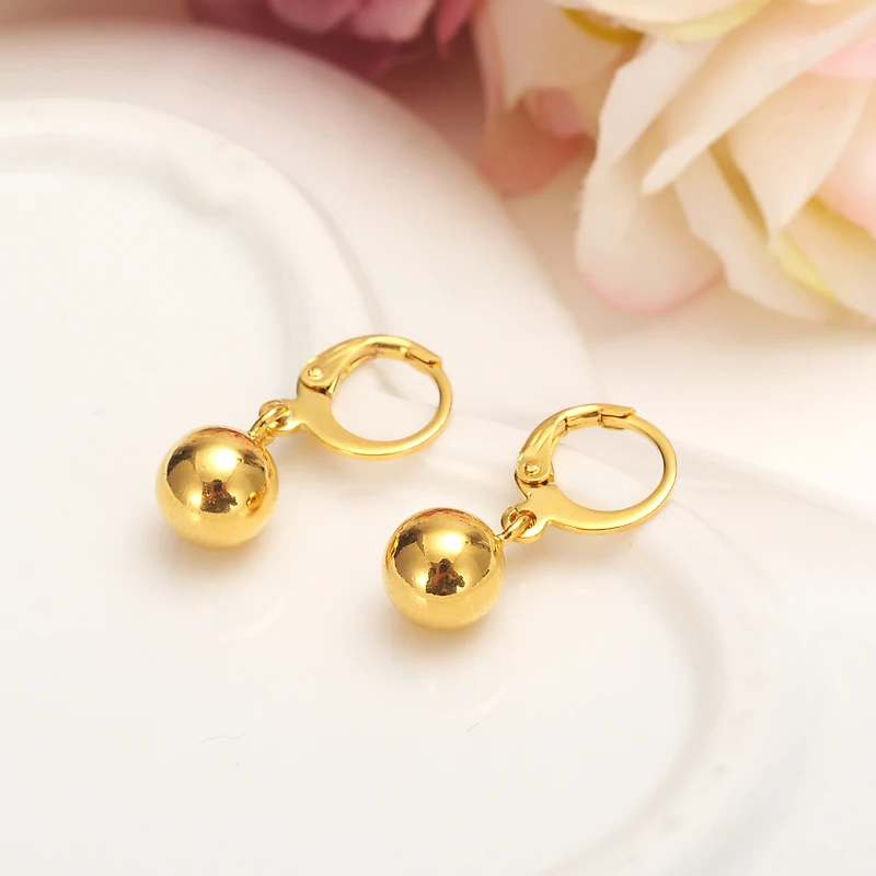

cute ball women Earrings 24K Gold color drop Earings For Women Girls african Jewelry Wedding Party Cool Fashion beads earrings
