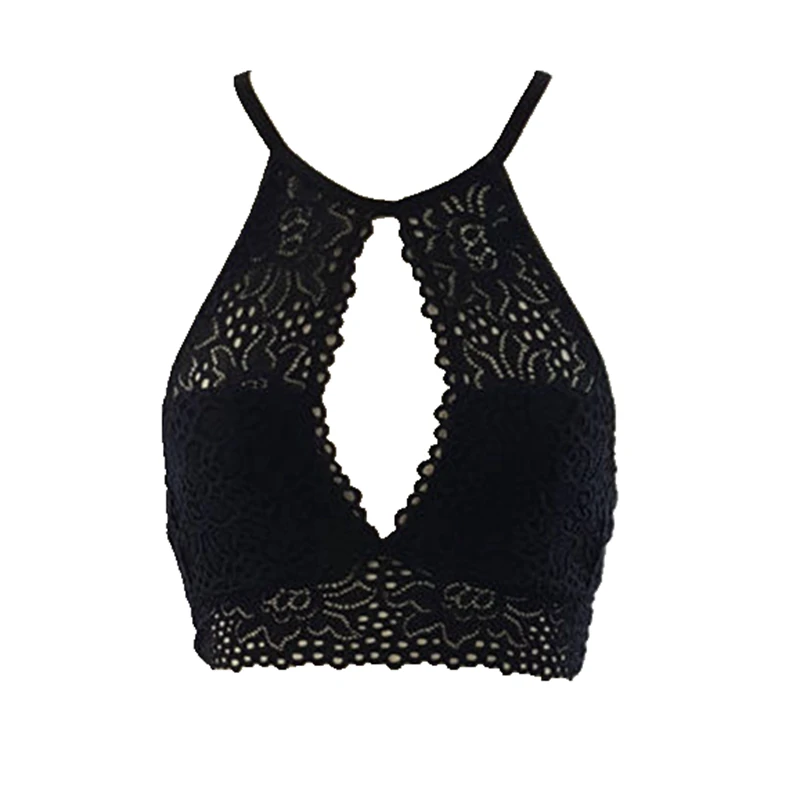 Женский Кружевной укороченный топ женский бюстгальтер Бралетт с вырезами на