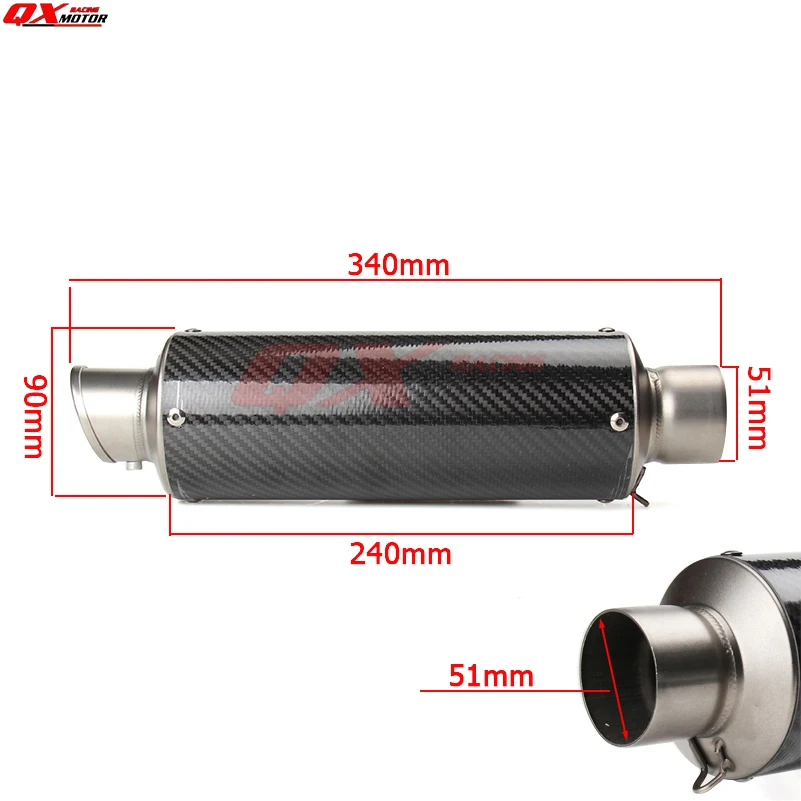 38 51 мм глушитель выхлопной трубы из углеродного волокна с подвижным дб убийца