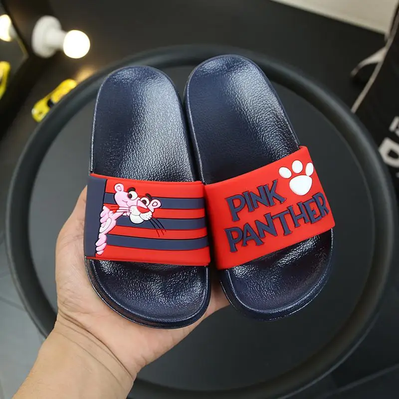 Red Летние детские тапочки для девочек; домашние тапочки; детские сандалии; модные домашние шлепанцы для мальчиков; детская повседневная обувь в Корейском стиле с милыми животными - Цвет: Red