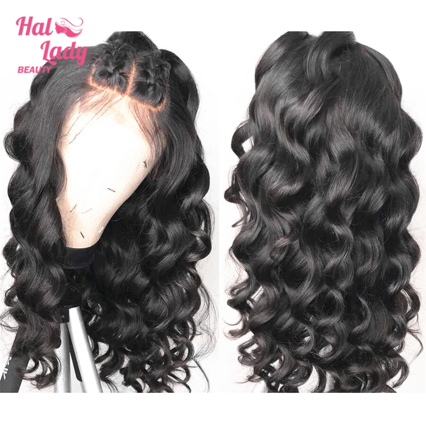 Halo Lady 13*4 свободные волнистые кружевные передние человеческие волосы парики для черных женщин 150% бразильские не Реми волосы кружевные передние парики с детскими волосами