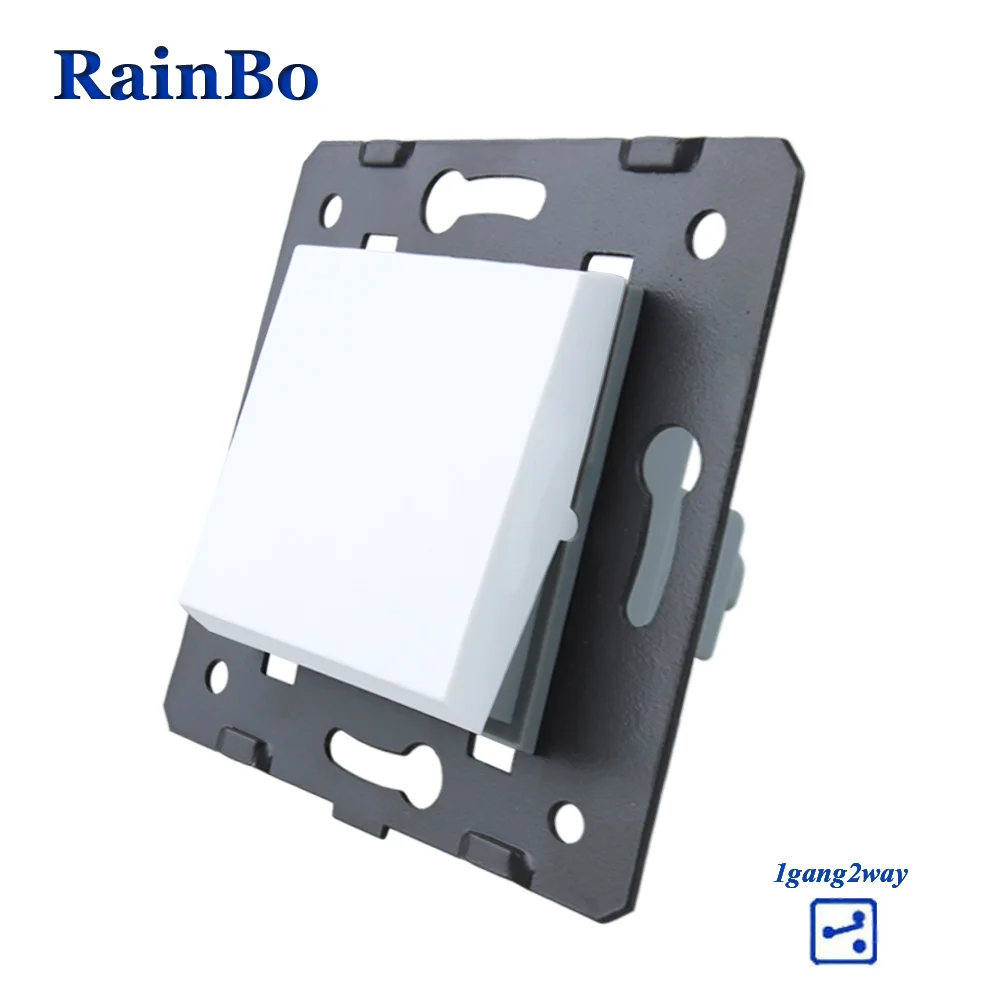 RainBo 1gan2way-кнопочный переключатель-части пластик-материалы DIY-функция аксессуара-ключ настенный выключатель ЕС-стандарт A712W/B