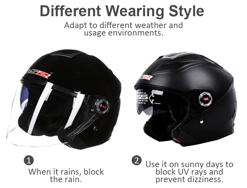 

New Arrival Vintage LS2 578 Open Face Half Helmet Motorcycle With Double Lens Retro Woman Man Scooter ls2 capacete de motocicle