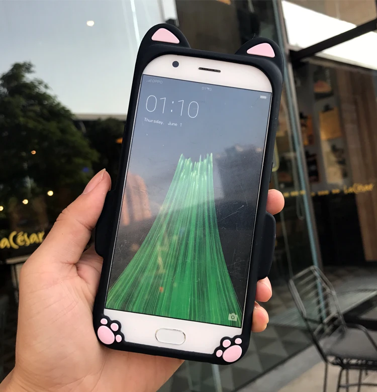 Fashion 3D Cartoon Ring cat Silicone case for OPPO R11Cute cover R11 PLUS |