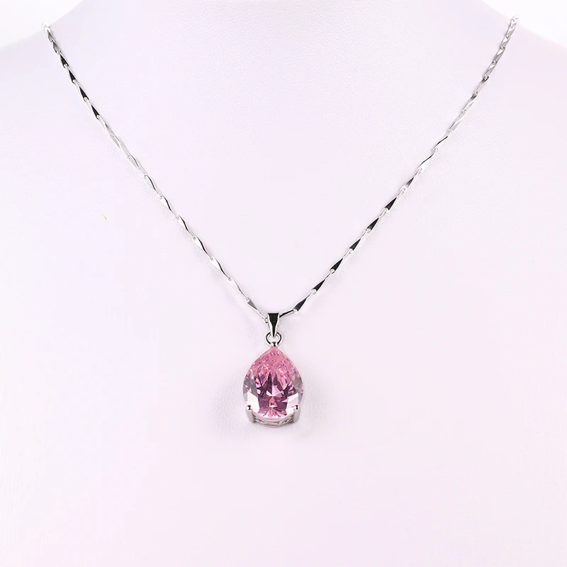 Jqueen 13.95ct Овальный капли воды розовый топаз Ожерелья и подвески Подлинная серебро 925 ювелирных изделий Талисманы Обручение Свадебные украшения