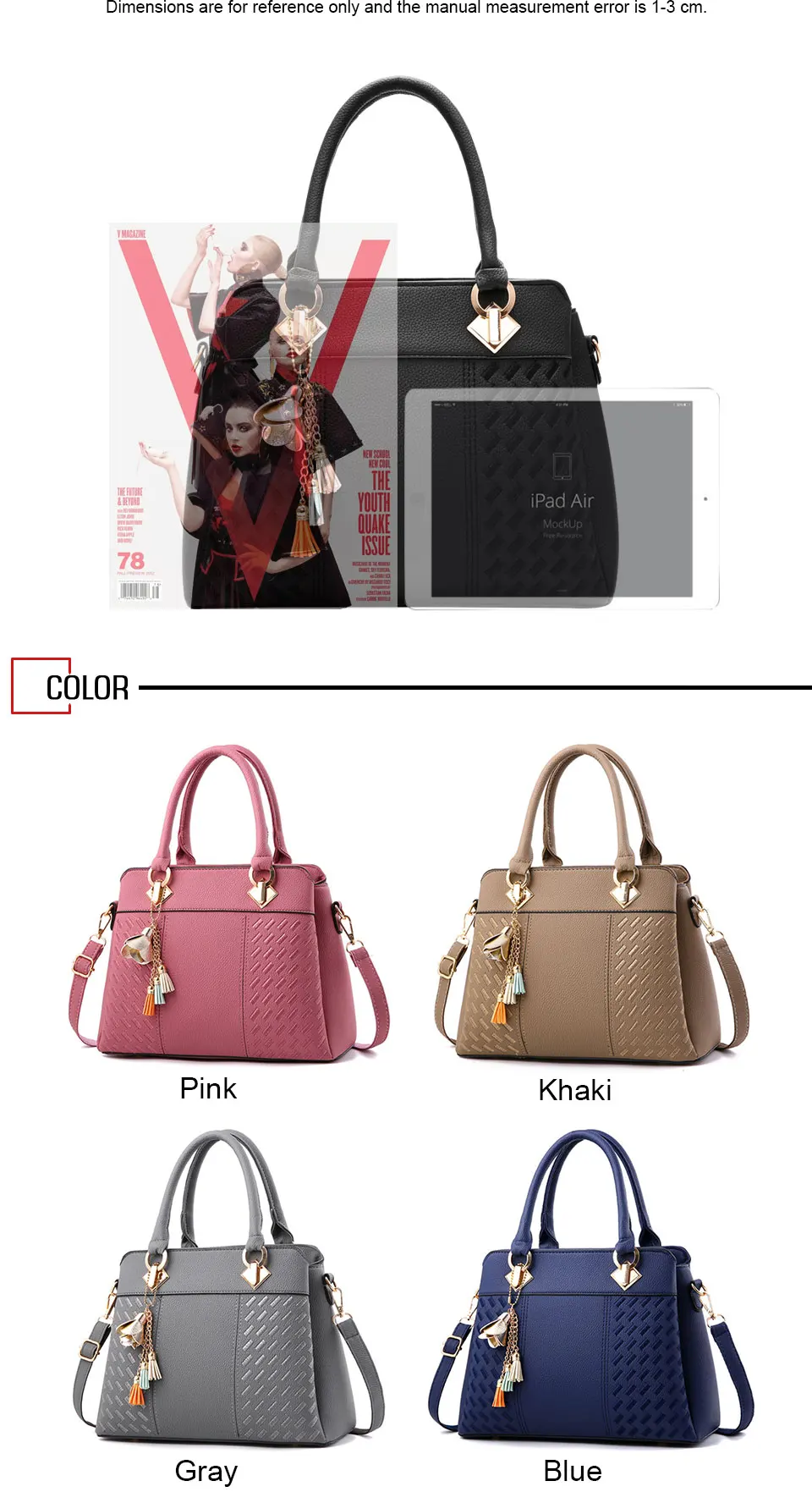 HJPHOEBAG модная женская сумка с кисточками из искусственной кожи, Сумка с вышивкой, сумки через плечо, женская сумка на плечо, простой стиль, bolsa YC206