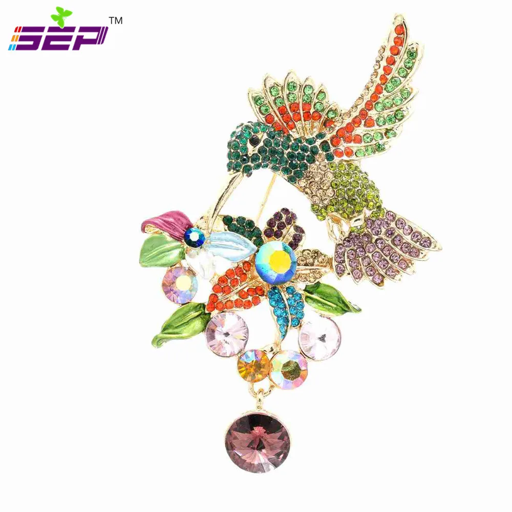 Модная птица колибри брошь булавки хрустальные стразы женские брошки ювелирные