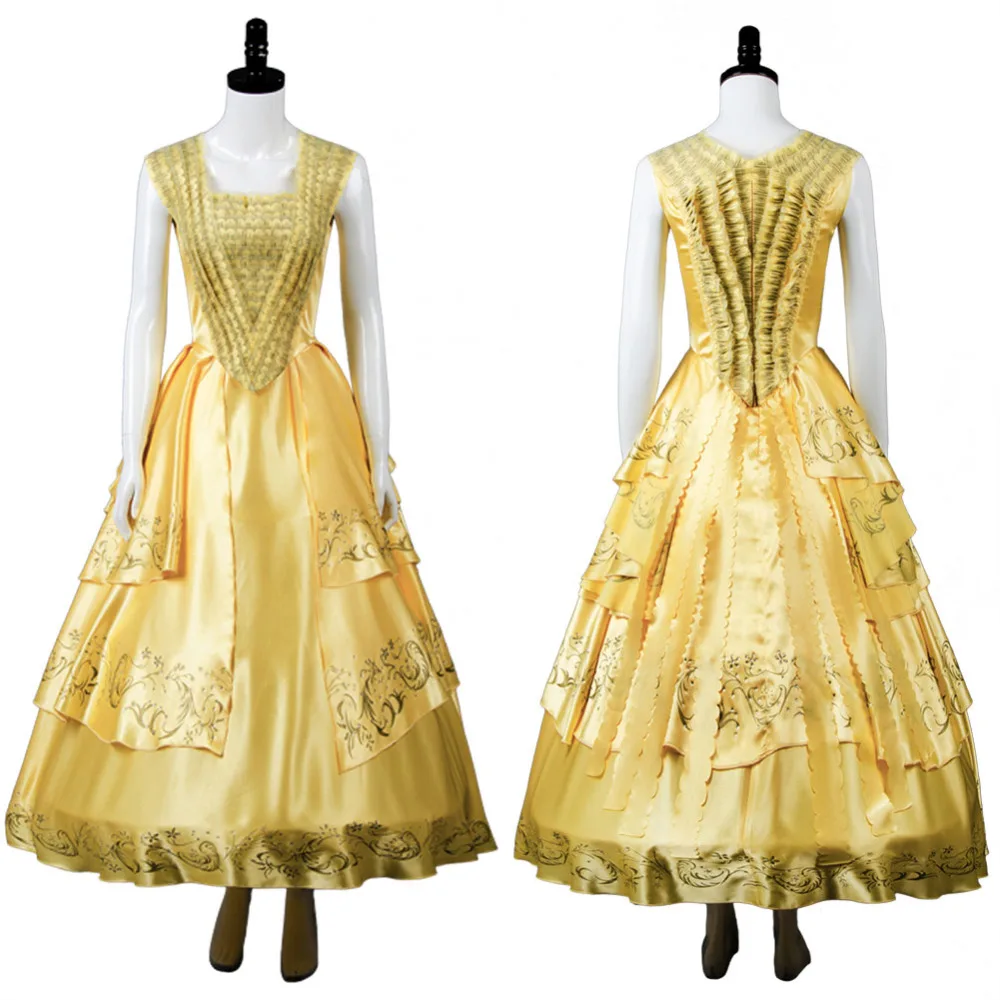 Взрослый 2017 Фильм Красавица и Чудовище Белль Эмма желтый костюм косплей платье