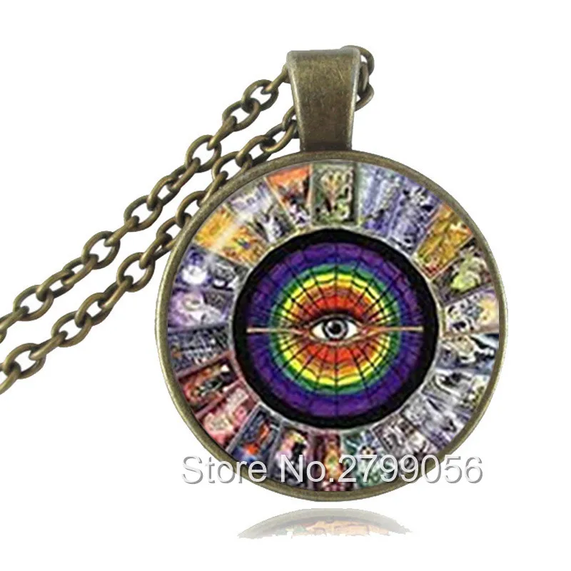 Таро карточка кулон ожерелье зодиака ювелирные изделия глаз Серебряная цепочка