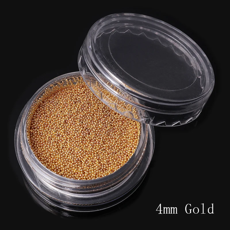4mm Gold Monja золотые наклейки для ногтей Серебряный Черный Розовый Золотой металлический икра бусины использовать для Стразы Жемчуг Шарм украшения аксессуары - Цвет: 4mm Gold