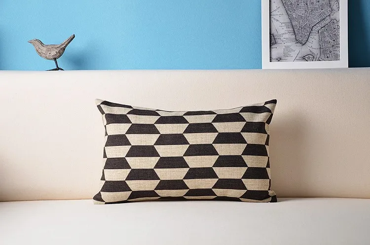 Черно-белая полосатая Подушка геометрические подушки льняная наволочка офисные