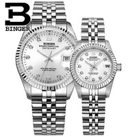 switzerland binger men women automatic mechanical watches luxury brand sapphire waterproof diamond couples clock bg 0373 l