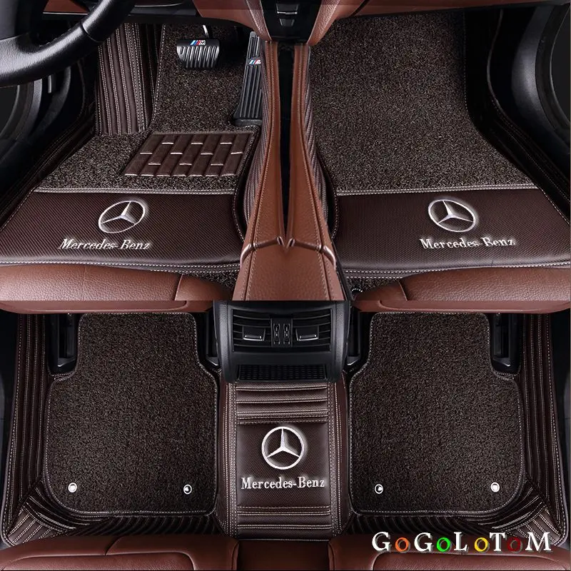 Double laye 5 Пользовательские автомобильные коврики для Mercedes Benz все модели E C GLA GLE GL CLA ML GLK CLS S R A B CLK SLK G GLS GLC vito viano - Название цвета: Double laye 5