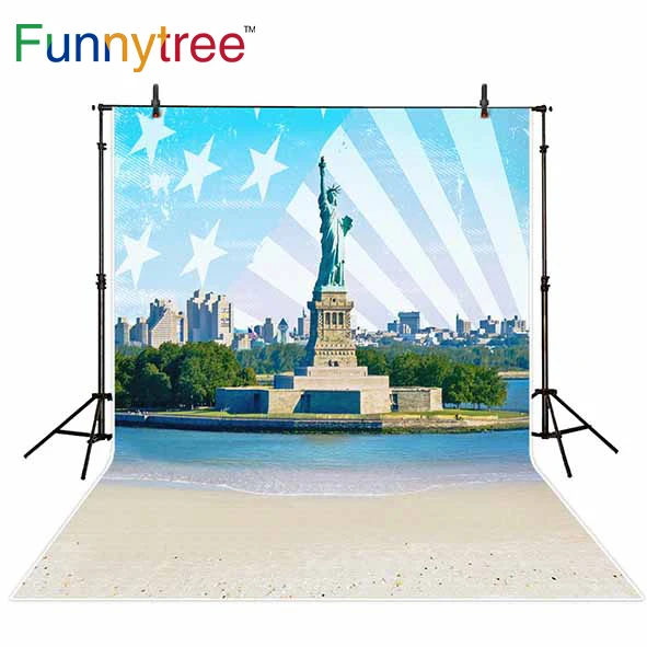 Фотофон Funnytree для фотостудии Статуя Свободы День независимости США пляж город