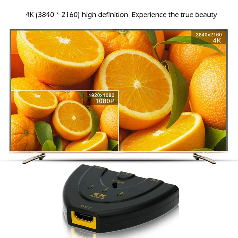 DZLST HDMI разветвитель 3 в 1 выход порт концентратор HDMI коммутатор мини 3 порта 1080P 4 к* 2 к 3D 1.4b коммутатор для DVD HDTV Xbox PS3 PS4
