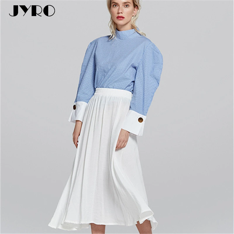 JYRO Мори Для женщин модные однотонные Цвет Повседневная юбка эластичный пояс