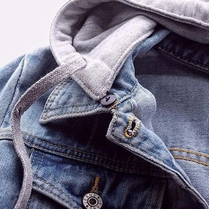 Женская короткая джинсовая куртка весенняя с капюшоном модная для студентов 2019 |