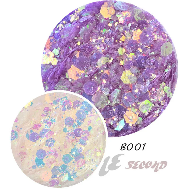 6 Box Sun Light UV Sensitive Changing Color Mixed Size Flakes Glitter Powder Manicure 3D nail design holographic glitter | Красота и