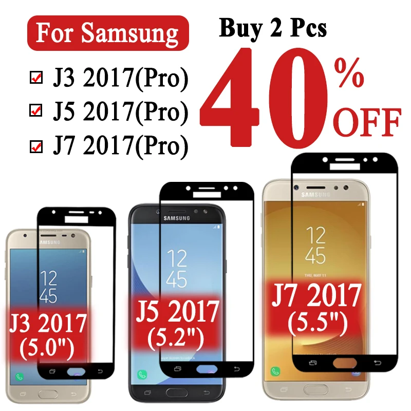 Защитное стекло для samsung galaxy j5 j7 j3 2017 экранный протектор samsun galax j 3 5 7 pro закаленное