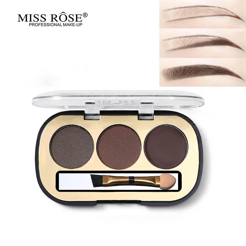 Набор для увеличения бровей Miss Rose палитра макияжа 2 пудры + 1 гель кисть