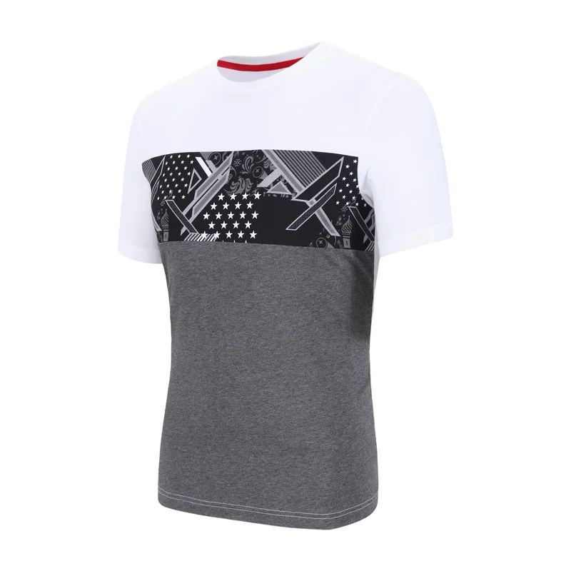 (Распродажа) Li-Ning Мужская трендовая футболка обычная посадка 73% хлопок 27%