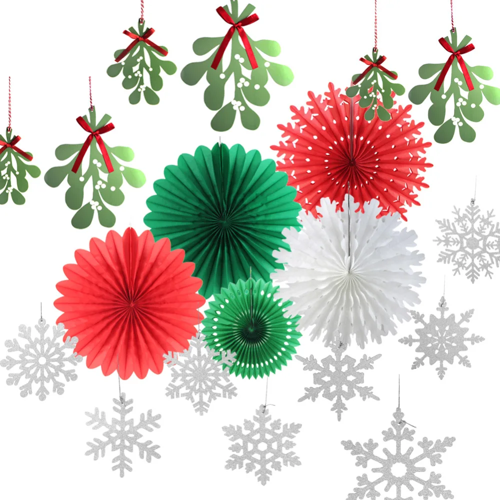 Mistletoe листья бумага Гарланд подвесные буквы украшения натуральные Рождественские украшения праздничные Фото фоны дерево декор на стену