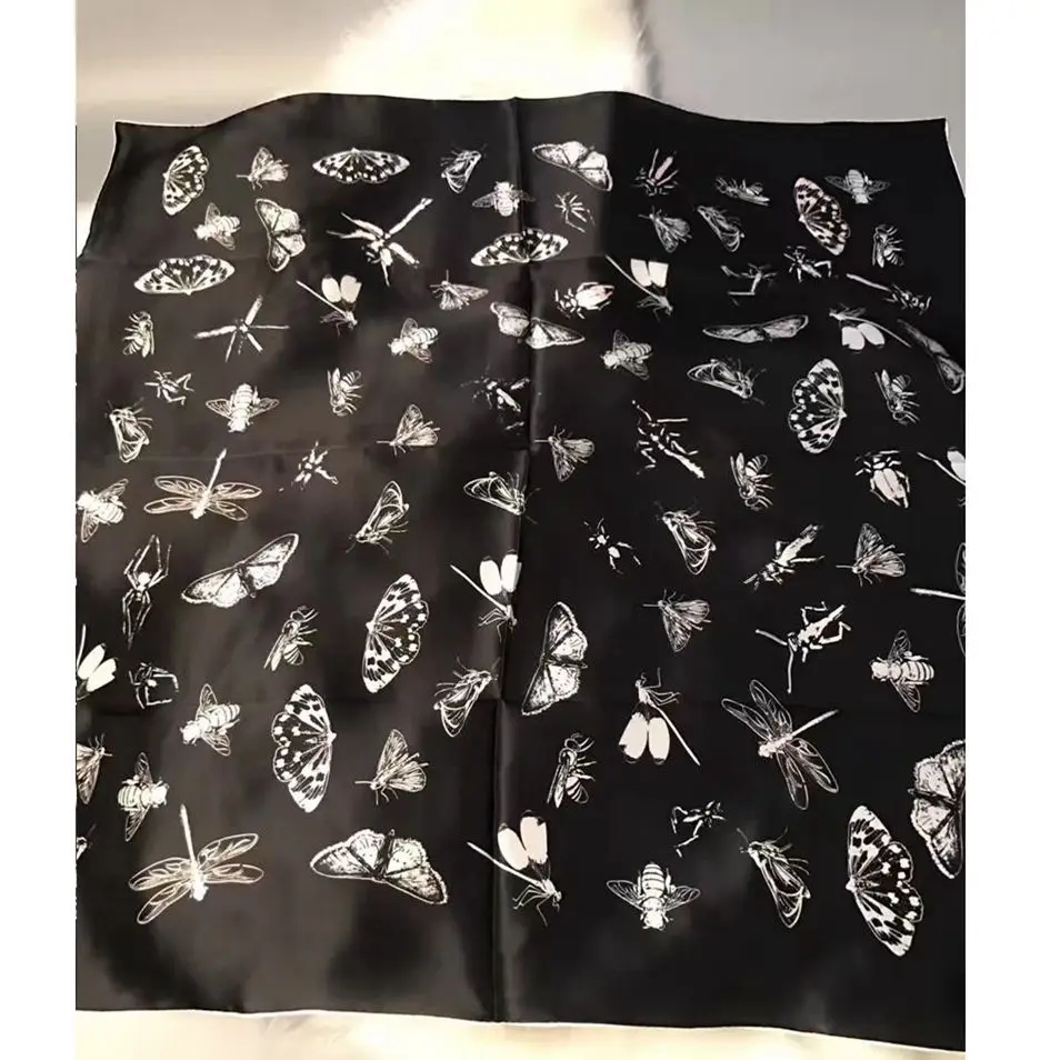 Топ Класс насекомое печатных 100% атлас шелковый шарф квадратных Для женщин 90